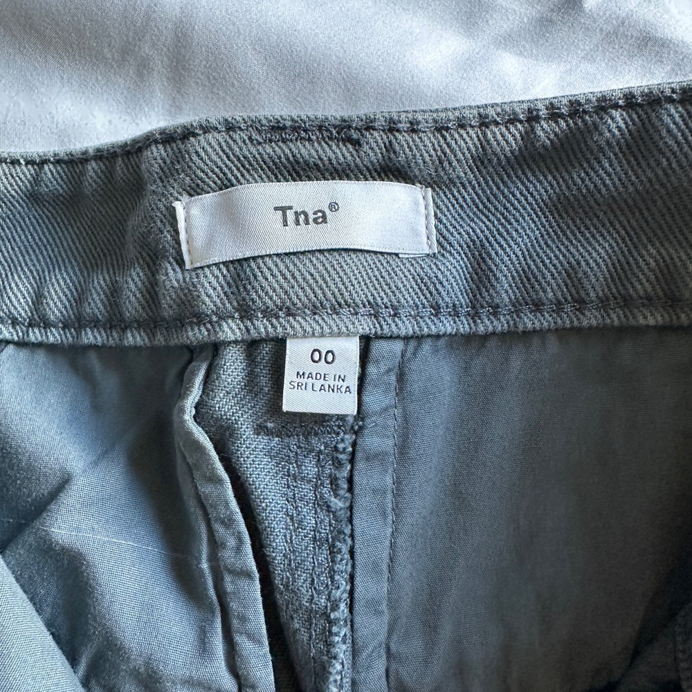 TNA Gray Straight Leg Jeans Essential Denim